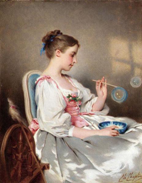 Charles Joshua Chaplin Blowing Bubbles oil painting picture